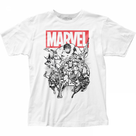 Marvel Heroes Line Art T-Shirt